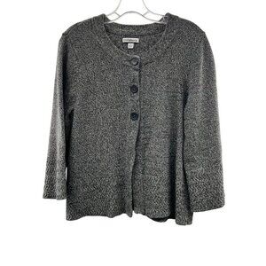 Croft & Barrow Women's Button Up 3/4 Sleeve Tight Knit Cardigan Gray Size Large